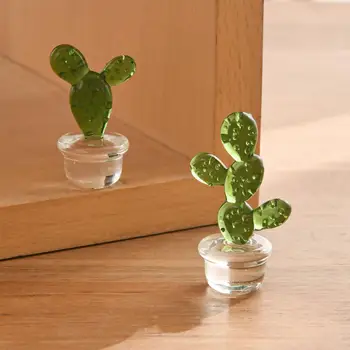 фигурка миниатюрен декоративен орнамент кактус орнаменти добра изработка стъкло кактус бонсай за маса