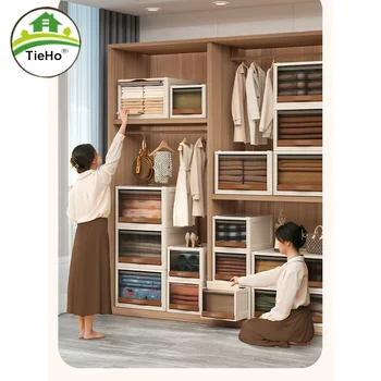 чекмедже тип кутия за съхранение Домакински гардероб Подреждащ се шкаф за съхранение Голям капацитет Стелажи за съхранение на дрехи Мебели за дома