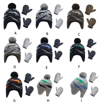 шапка ръкавици комплект антифони дизайн деца ръкавици зимни аксесоари за момичета момчета