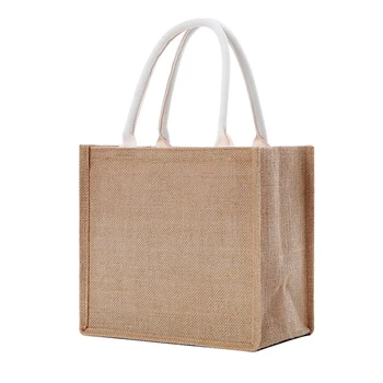  юта голяма пазарска чанта Burlap чанти с меки дръжки за многократна употреба пазарски чанти Дамски летен плаж пътуване чанта